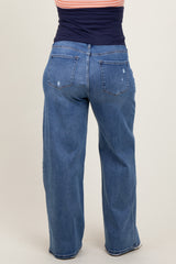 Blue Washed Wide Leg Maternity Plus Jeans