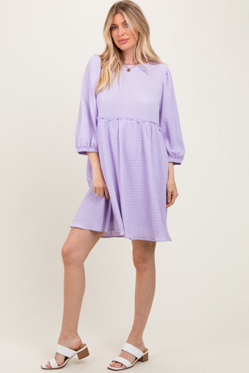 Lavender Knit Ruffle Trim Dress