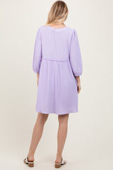 Lavender Knit Ruffle Trim Dress