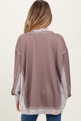 Mocha Contrast French Terry Maternity Long Sleeve Top