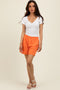 Orange Woven Cotton Shorts