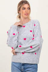 Heather Grey Heart Print Oversized Maternity Sweater