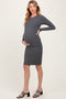 Black Crew Neck Double Layered Rib Maternity Mini Dress