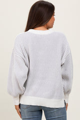 Grey Ribbed Balloon Sleeve Maternity Sweater
