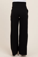 Black Crossover Waist Active Wide Leg Maternity Pant