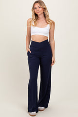 Black Crossover Waist Active Wide Leg Pant