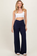 Black Crossover Waist Active Wide Leg Pant