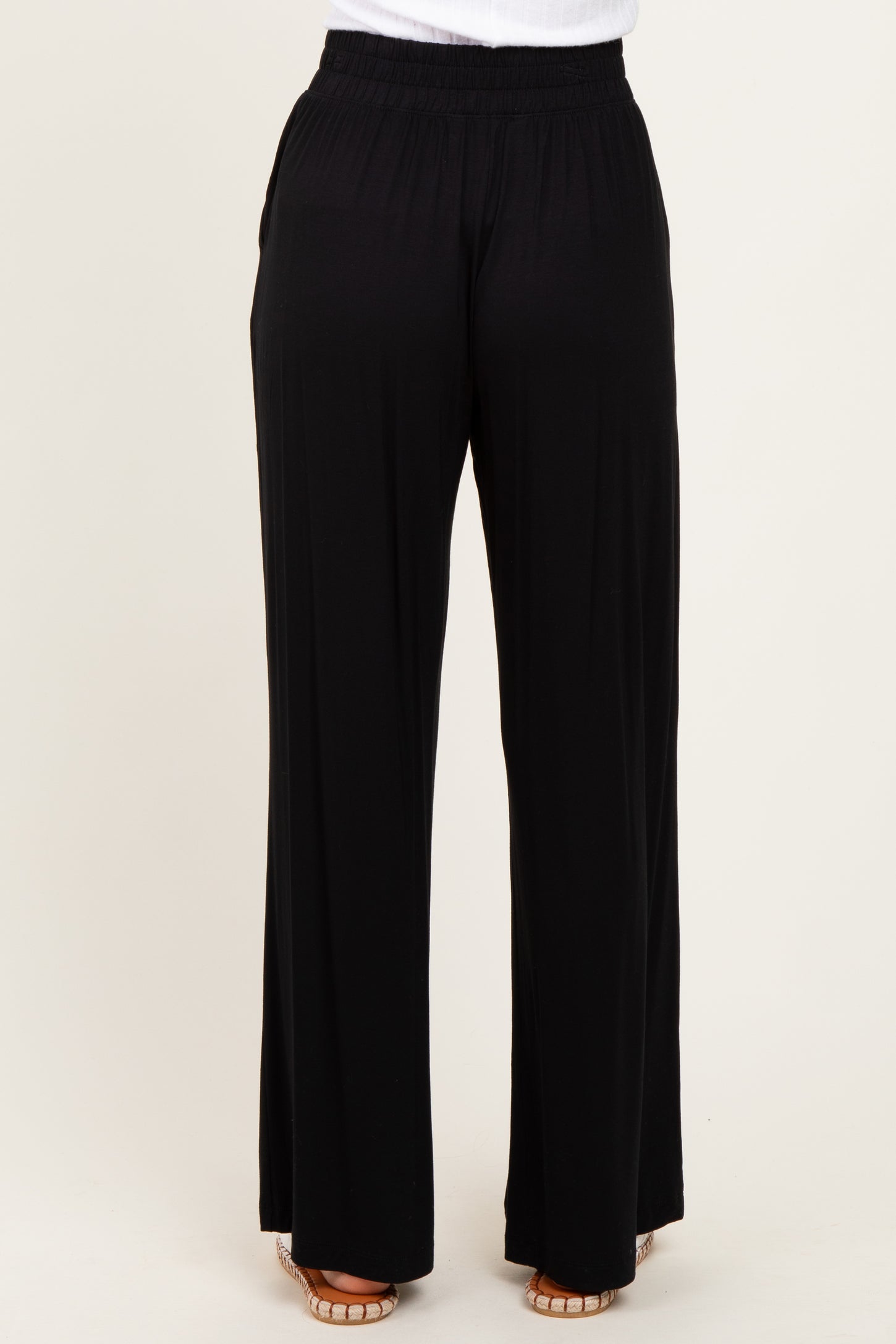 Black Basic Wide Leg Pocketed Pants