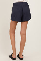 Charcoal Basic Rounded Hem Shorts