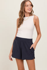 Charcoal Basic Rounded Hem Maternity Shorts