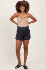 Charcoal Basic Rounded Hem Maternity Shorts