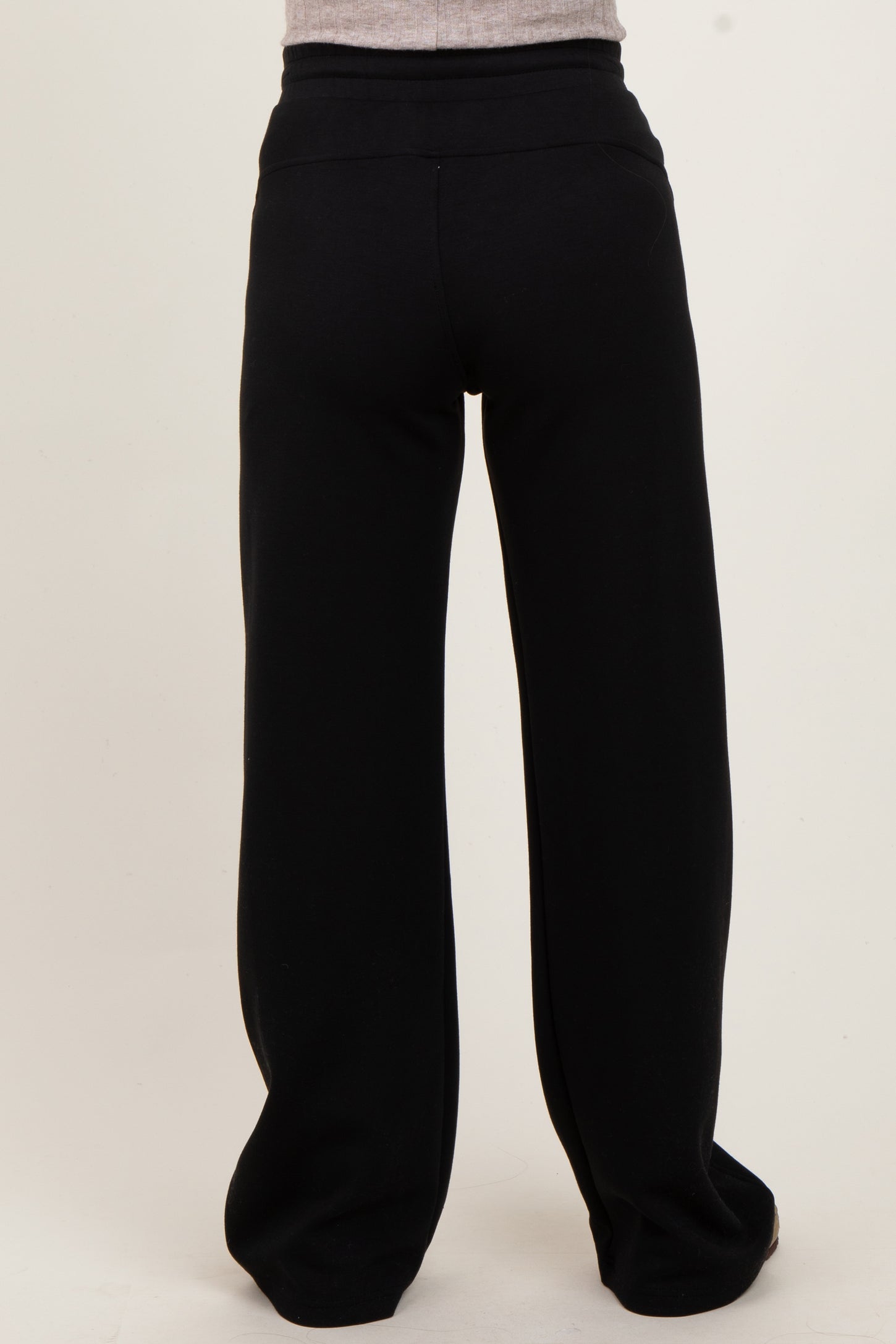 Black Straight Leg Drawstring Maternity Sweatpants