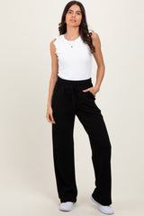 Black Straight Leg Drawstring Sweatpants