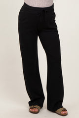 Black Straight Leg Drawstring Maternity Sweatpants