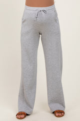 Heather Grey Straight Leg Drawstring Maternity Sweatpants