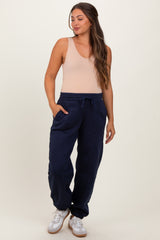 Navy Drawstring Relaxed Fit Maternity Sweatpants