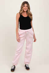 Light Pink Drawstring Relaxed Fit Maternity Sweatpants