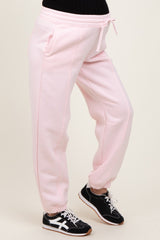 Light Pink Drawstring Relaxed Fit Maternity Sweatpants