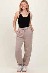 Light Mocha Drawstring Relaxed Fit Maternity Sweatpants