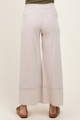 Cream Mineral Wash Wide Leg Ankle Maternity Pants
