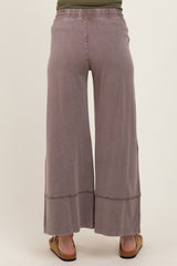 Mocha Mineral Wash Wide Leg Ankle Maternity Pants
