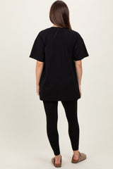Black Oversized Crewneck Short Sleeve and Legging Maternity Set