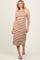Mocha Striped Ribbed Knit Sleeveless Midi Dress