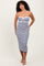 Navy Striped Knit Strapless Midi Dress