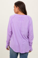 Lavender Heather Exposed Seam Long Sleeve Maternity Top