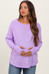 Lavender Heather Exposed Seam Long Sleeve Maternity Top