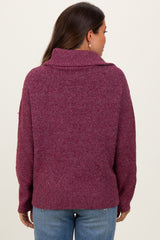 Burgundy Half Zip Maternity Pullover Sweater