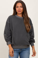 Charcoal Fleece Drop Shoulder Maternity Sweatshirt