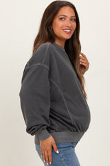 Charcoal Fleece Drop Shoulder Maternity Sweatshirt