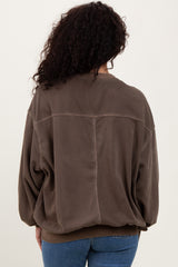 Brown Fleece Drop Shoulder Sweatshirt