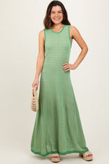 Green Striped Maternity Maxi Dress