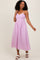 Lavender Floral Embroidered Scallop Detail Midi Dress