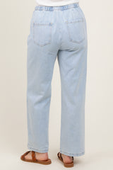 Light Blue Washed Chambray Drawstring Relaxed Fit Pants