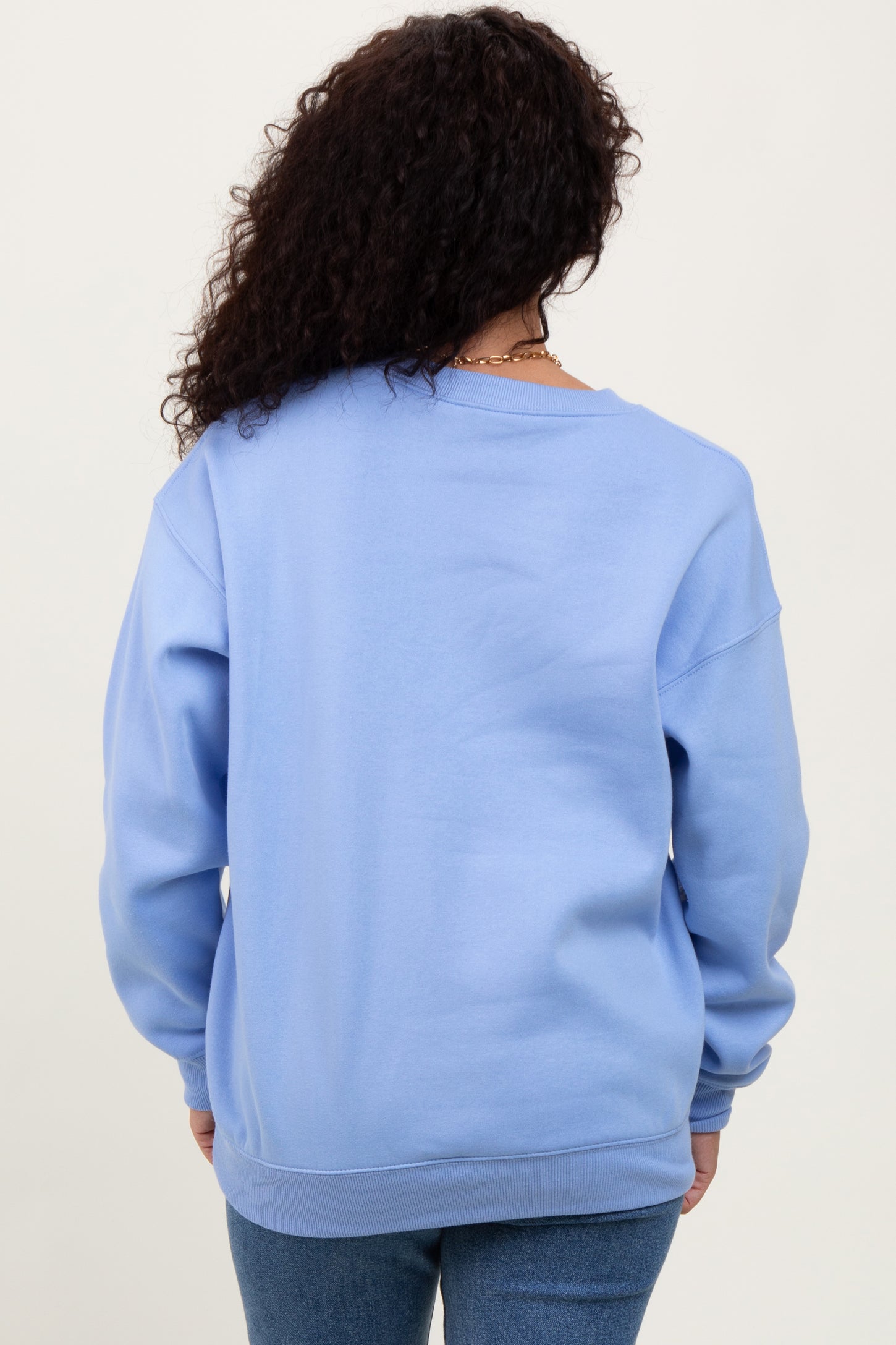 Light Blue Basic Fleece Crewneck Sweatshirt