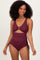 Plum Ribbed O-Ring Cutout Tie Side Swimsuit
