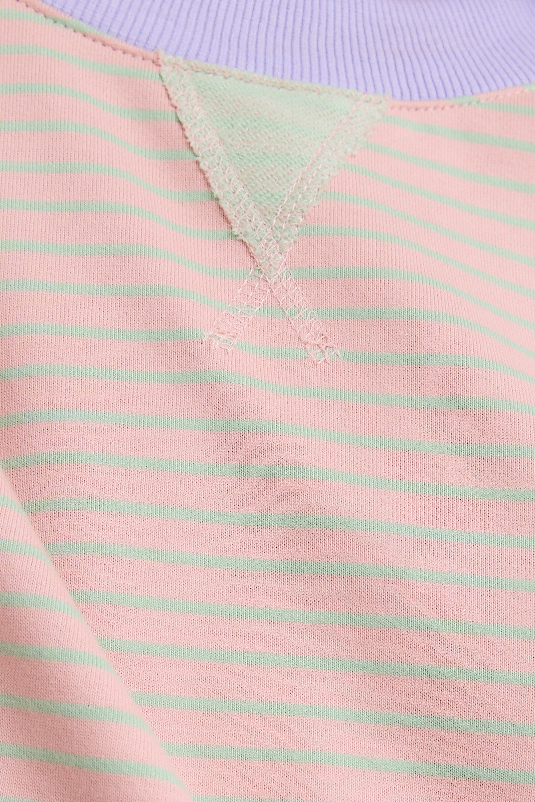 Light Pink Striped Crew Neck Oversized Sweatshirt