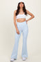 Light Blue Ribbed Split Flare Leggings