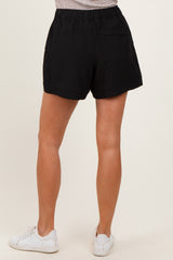 Black Elastic Cargo Shorts