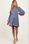 Navy Mixed Floral Tie Front Ruffle Accent Maternity Dress