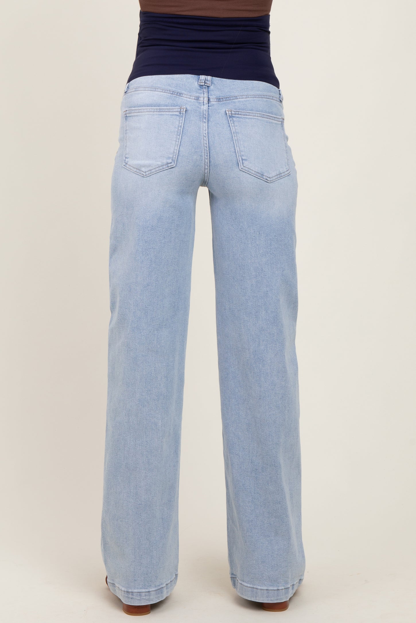 Light Blue Washed Wide Leg Maternity Jeans