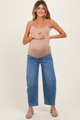 Blue Classic Wash Barrel Leg Maternity Jeans
