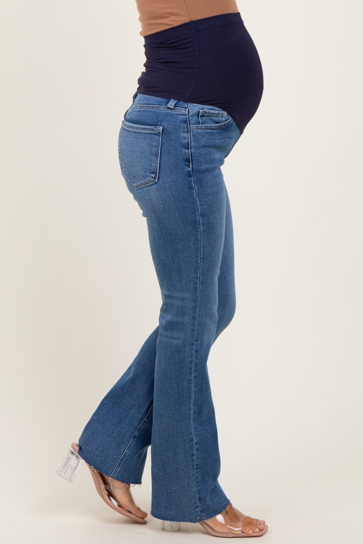 Blue Raw Hem Maternity Bootcut Jeans