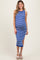 Royal Blue Striped Knit Sleeveless Side Slit Maternity Midi Dress