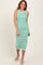 Green Striped Knit Sleeveless Side Slit Midi Dress