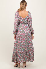 Pink Floral Reversible Long Sleeve Maternity Maxi Dress