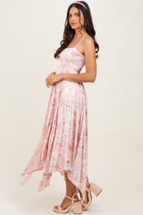 Light Floral Woven Pleat Skirt Maxi Dress